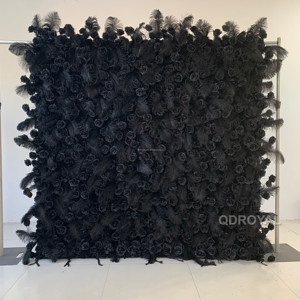 Panel enrollable de tela de ensueño con plumas y flores de seda para telón de fondo de bodas, eventos nupciales y pared fotográfica para check-in, venta al por mayor - Product Image 2
