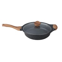 Batterie de cuisine 6 pièces en alliage d'aluminium antiadhésive, moderne, prête pour l'induction, écologique, avec poignées en bakélite et bois combinés – Meilleures ventes