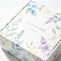 Boîte Cadeau Aromathérapie Deux Pièces en Papier Naturel Imprimé Floral Doux avec Logo Personnalisé en Relief