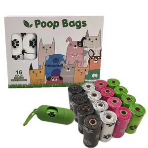 Nhà Sản Xuất Sản Phẩm Vật Nuôi EPI HDPE Phân Hủy Sinh Học 16 CuộN Đóng Hộp Nhựa Dog Poo Túi Với Dispenser