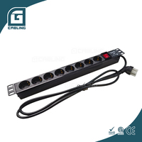 Gcabling 8 Way Power Distribution Unit PDU Germany Socket Rack Mount 220V 16A 8 Port Euro Socket Pdu pour Server Rack 1U 19"