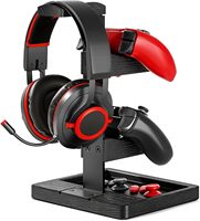 Support pour manettes et casque en bois massif, organiseur double pour manettes de jeu, compatible avec Xbox, PS4, PS5, support pour casque