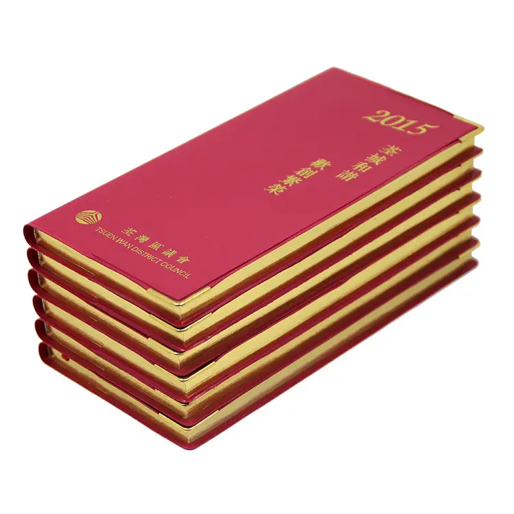 Записная книжка с логотипом на заказ, кожаный чехол с золотистым позолоченным краем, маленькая красная записная книжка, дневник, записная книжка
