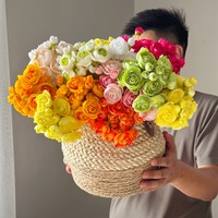 Buket Bunga Ranunculus Sutra Mini Buatan 6 Tangkai untuk Dekorasi Pernikahan, Rumah, dan Perlengkapan Fotografi