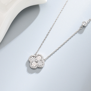 <span class=keywords><strong>Collier</strong></span> ras du cou de luxe pour dames en <span class=keywords><strong>argent</strong></span> sterling 925 Style classique avec pavé de <span class=keywords><strong>trèfle</strong></span> à quatre <span class=keywords><strong>feuilles</strong></span> et placage de rhodium en zircon pour cadeaux - Product Image 5