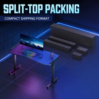 Bureau de jeu et d'apprentissage AOR Internet Cafe, silencieux, électrique, en métal, avec surface en bois, pour e-sport, avec effets RGB multiples, ergonomique