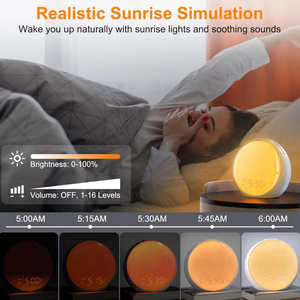 Thức dậy ánh sáng mặt trời mọc đồng hồ báo thức cho trẻ em Người lớn phòng ngủ đèn cạnh giường ngủ - Product Image 3