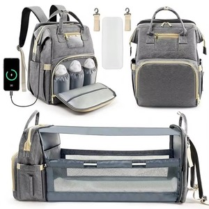 Sac à dos imperméable pour couches de bébé avec station de change, port de charge USB, doublure en polyester, sac élégant pour garçons et filles - Product Image 5