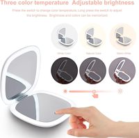 Miroir de poche compact et pliable avec éclairage LED carré, grossissement 3X/5X/10X, logo personnalisable, lumière tricolore
