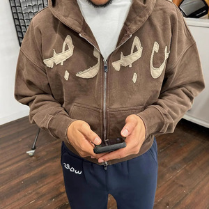 <span class=keywords><strong>Sweat</strong></span> à capuche personnalisé CCY, streetwear, <span class=keywords><strong>sweat</strong></span> à capuche oversize d'hiver, <span class=keywords><strong>sweat</strong></span>-shirts, <span class=keywords><strong>sweat</strong></span> à capuche court pour homme, fermeture éclair, broderie, patchwork - Product Image 2