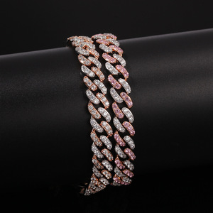Cadena Cubana con Circonitas Rosadas, Estilo Moderno, Personalizada, Hip-Hop, de Alta Gama, Unisex, Pulsera y Collar - Product Image 4