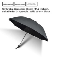 Parapluie manuel pliant à 12 baleines, double usage (soleil et pluie), avec auvent épaissi en tissu enduit noir anti-UV, vente en gros