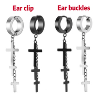 Offre Spéciale européen américain Punk Hip-hop en acier inoxydable boucles d'oreilles transfrontalières trois croix chaîne hommes et femmes oreille Clips