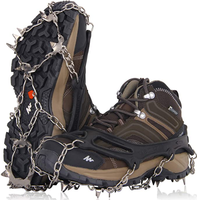 Crampons antidérapants pour chaussures et bottes, hommes et femmes, 19 pointes, pour la marche, la randonnée et la pêche
