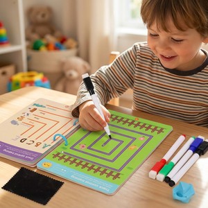 Ensemble de <span class=keywords><strong>cartes</strong></span> d'entraînement au contrô<span class=keywords><strong>le</strong></span> du stylo réutilisables personnalisées, effaçables, pour <span class=keywords><strong>le</strong></span> dessin et la concentration, livre d'éveil éducatif pour les tout-petits - Product Image 2