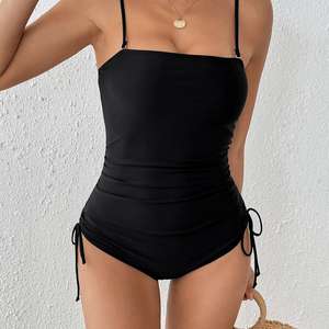 Maillot de bain une pièce sexy pour femmes grandes tailles 2026, couleur unie, coupe haute, dos bas, avec logo personnalisé, fournisseur de maillots de bain - Product Image 4