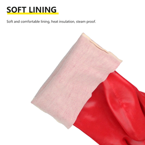Guantes de Trabajo de Seguridad Industrial de Tela de Algodón Recubierta de PVC Rojo Resistente de Alta Calidad, Resistentes al Aceite y a los Productos Químicos, 35 cm - Product Image 3