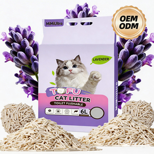 Litière pour chat en tofu 100% naturelle, hautement absorbante, jetable dans les toilettes, sans poussière, à agglomération rapide, avec parfum - Product Image 1