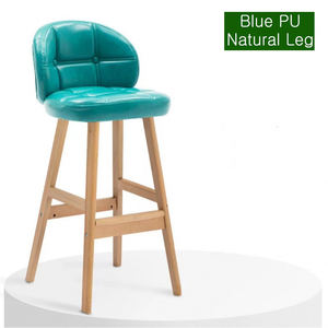 Chaise en bois massif Home Restaurant Kitchen Island Bar Front Desk Tabouret haut avec coussin en PU et antidérapant, hauteur d'assise - Product Image 6