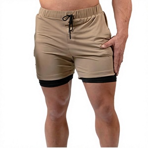 Men's Casual Eco-Friendly Quick Dry Breathable <b>Spandex</b>/Cotton Elastic Waist Gym Training <b>Shorts</b> <b>with</b> Custom Front Logo - Product Image 3