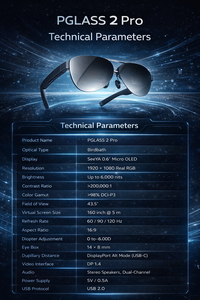 SeeYA <span class=keywords><strong>AR</strong></span> Glass Pglass 2 Pro HUD Ultra Leggero con Supporto DP+USB2.0 Plug & Play, Schermo Virtuale >80" per Migliorare l'Esperienza Visiva - Product Image 5