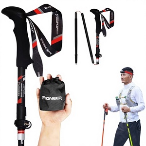 Bâton <span class=keywords><strong>de</strong></span> marche pliable en fibre <span class=keywords><strong>de</strong></span> carbone ultra-léger Trailblazer, cinq sections rétractables, Alpenstock, bâton <span class=keywords><strong>de</strong></span> montagne, <span class=keywords><strong>ski</strong></span> - Product Image 1