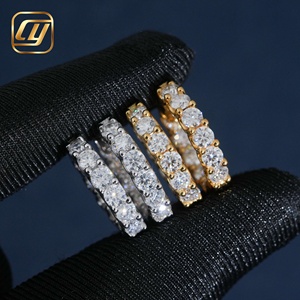 Boucles d'oreilles créoles inversées en argent sterling S925 entièrement pavées de moissanite VVS, style Huggie rond glacé, testées au diamant - Product Image 6