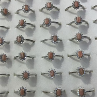 Nouveautés : Bagues ajustables en argent avec cristaux de rhodochrosite rose naturelle, pierres de guérison, pour cadeau