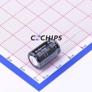 Condensateur électrolytique en aluminium à montage traversant 63PX220MEFC10X16, composant à montage traversant (THT), D10xL16mm 220uF 20% 63V 5mm - Product Image 1