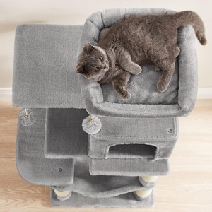 Torre para Gatos con Hamaca, Árbol para Gatos de Madera de Varios Niveles con <span class=keywords><strong>4</strong></span> Postes para Rascar y 2 Plataformas - Product Image 5