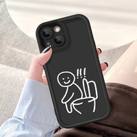 Coque de téléphone portable antichoc en TPU avec motif ligne, toilette, personne, échelle, style objectif pour iPhone 11 12 13 14 15 16 17 18 Pro Max