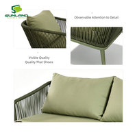Conjunto de Sofá de Ratán Sintético para Exteriores, Económico y Duradero, 4 Piezas, Estructura de Aluminio, Muebles de Mimbre para Patio, Mesa de Centro para Jardín o Terraza