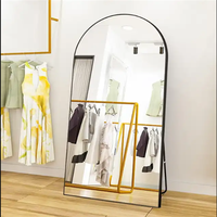 Grand miroir arqué sur pied avec cadre en aluminium Miroir complet pour le corps Miroir mural pour la salle de bain Cheval Miroir décoratif