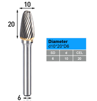 Fraise en carbure de tungstène de haute précision, cylindrique, formes A, B, G, F, L, avec queue de 1/2'' pour l'ébavurage