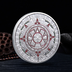 Moneta Commemorativa Croce Maya Messicana con Rilievo Dipinto Placcata Oro Moneta Drago 3D con Punti Dipinti Regalo da Collezione per il Commercio Estero - Product Image 2