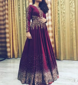 Belle robe de créateur indien pakistanais longueur au sol-Robe de mariage et de soirée brodée lourde | Style 2019 - Product Image 3