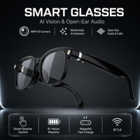 Lunettes Intelligentes Audio-Visuelles BT 5.3 avec Assistant Vocal IA, Vidéo HD, Contrôle Tactile et Gestuel, Appels Mains Libres et Musique Audio Ouvert