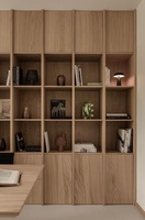 Bibliothèque moderne en bois avec étagères ouvertes, unité murale modulaire pour bibliothèque domestique, librairie ou salon