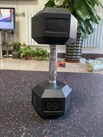 Haltère hexagonal fixe en fonte recouvert de vinyle pour musculation, équipement de gym, vente en gros, offre spéciale usine