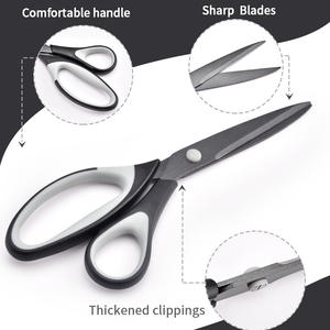 Ciseaux ménagers revêtus de téflon, ensemble de 3 pièces, en acier inoxydable, tranchants, pour couper le tissu et le papier, usage domestique et de bureau, gris noirâtre, roseâtre - Product Image 5