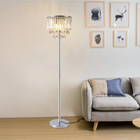 Lampadaire en cristal K9 3 lumières avec interrupteur au pied-Lampadaire moderne chromé pour salon, chambre à coucher, bureau