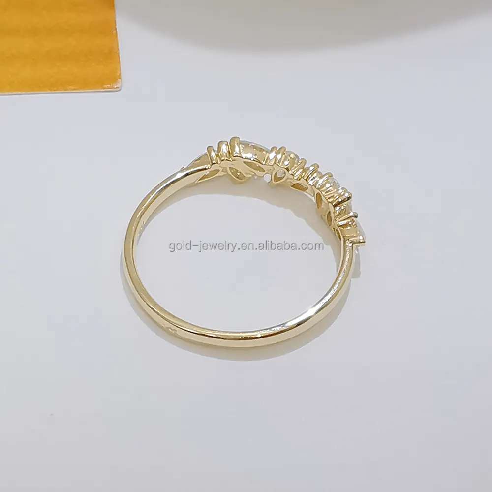Desain sederhana Moissanite cincin AU585 14K cincin emas kuning Solid cincin pernikahan pertunangan cincin disesuaikan perhiasan bagus