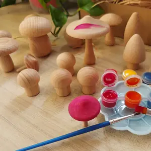 Hoye crafts Unfinished wood mushroom sets Wood crafts decoration Kids wooden mushroom painting toys