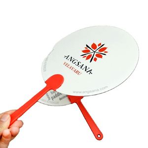 Éventail publicitaire rond en plastique personnalisé avec logo imprimé recto-verso en couleur, diamètre 17 cm, design sur mesure - Product Image 3