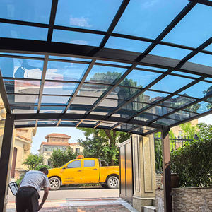 Cadre en aluminium enduit de poudre pour l'extérieur Auvent en polycarbonate imperméable Nature Bois traité sous pression Taille personnalisée pour balcon - Product Image 3