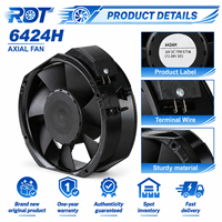 Ventilateur axial DC compact 6424H 480m³/h 24V 26W 4000 tr/min 172x150x51mm à roulement à billes pour ventilation de module onduleur et armoire