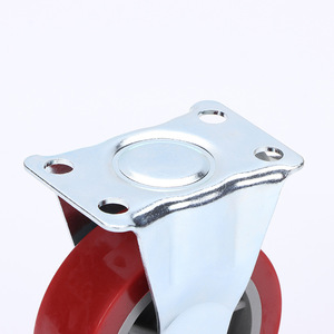 3 Inch Swivel Polyurethane <b>Caster</b> Fixed Industrial <b>Wheel</b> Maroon PU Firm Tread Bolt Hole Mount - Product Image 1