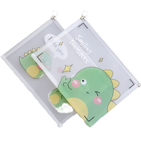 Venta al por mayor dibujos animados dinosaurio transparente archivo sobre bolsa PVC cremallera documento bolsa niños lindo escuela papelería