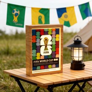 Lampe LED en acrylique et bois Coupe du Monde <span class=keywords><strong>FIFA</strong></span> 2026, motif numérique coloré, thème <span class=keywords><strong>FIFA</strong></span>, veilleuse chaude pour décoration intérieure et souvenir - Product Image 4