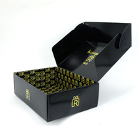 Caja de sombrero con logotipo personalizado, embalaje negro para ropa